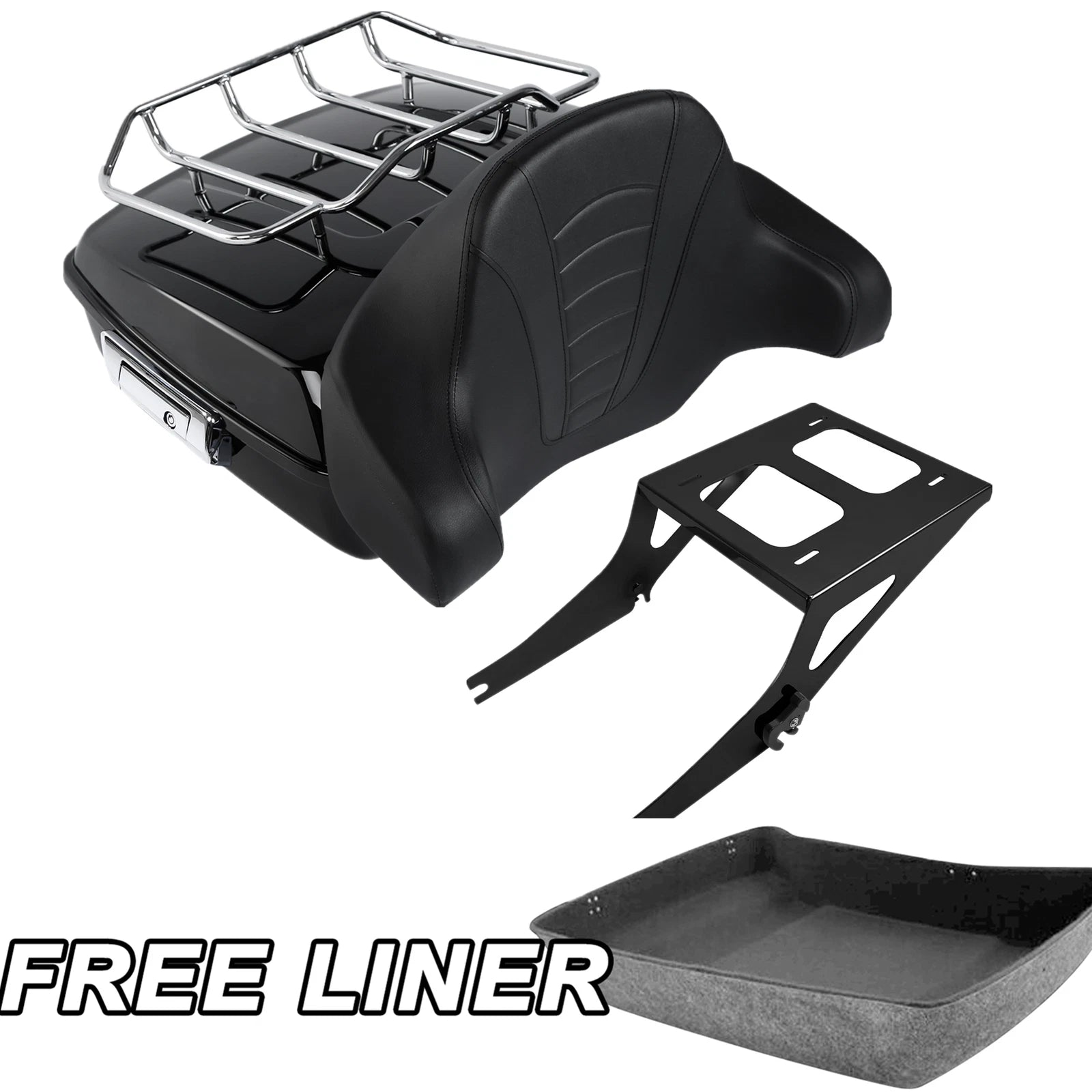 Black Chopped Trunk Mount Rack Pad for Harley Fat Boy FLSTFB (2008–2016)