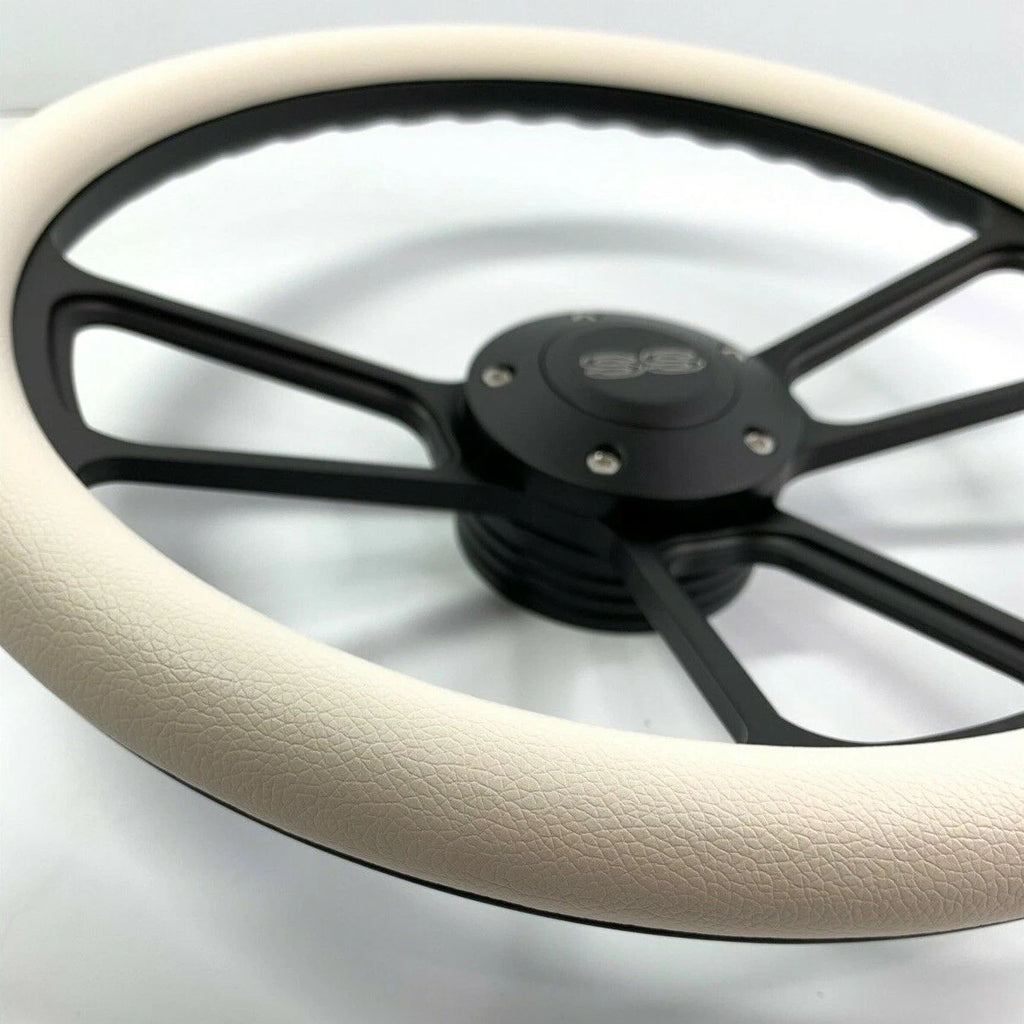 14 Inch Black Steering Wheel White Half Wrap for Toyota Corolla (2010–2019)