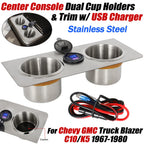 Center Console Cup Holder & Trim & USB Charger for Chevy GMC Blazer C10/K5 (1967–1980)