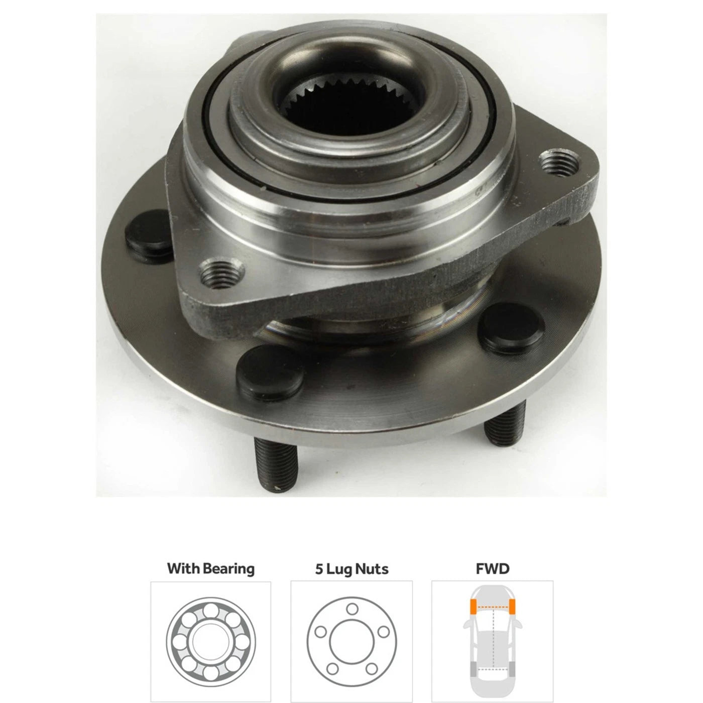 Wheel Hubs for Plymouth Prowler (1997–2001) Front & Rear 5 Lug with Bearing