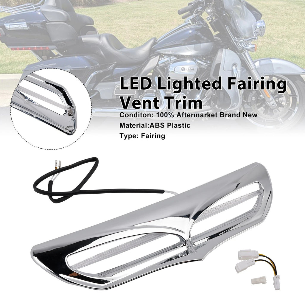 LED Lighted Fairing Vent Trim for Electra Street Glide FLHTCU (2014–2022) Chrome