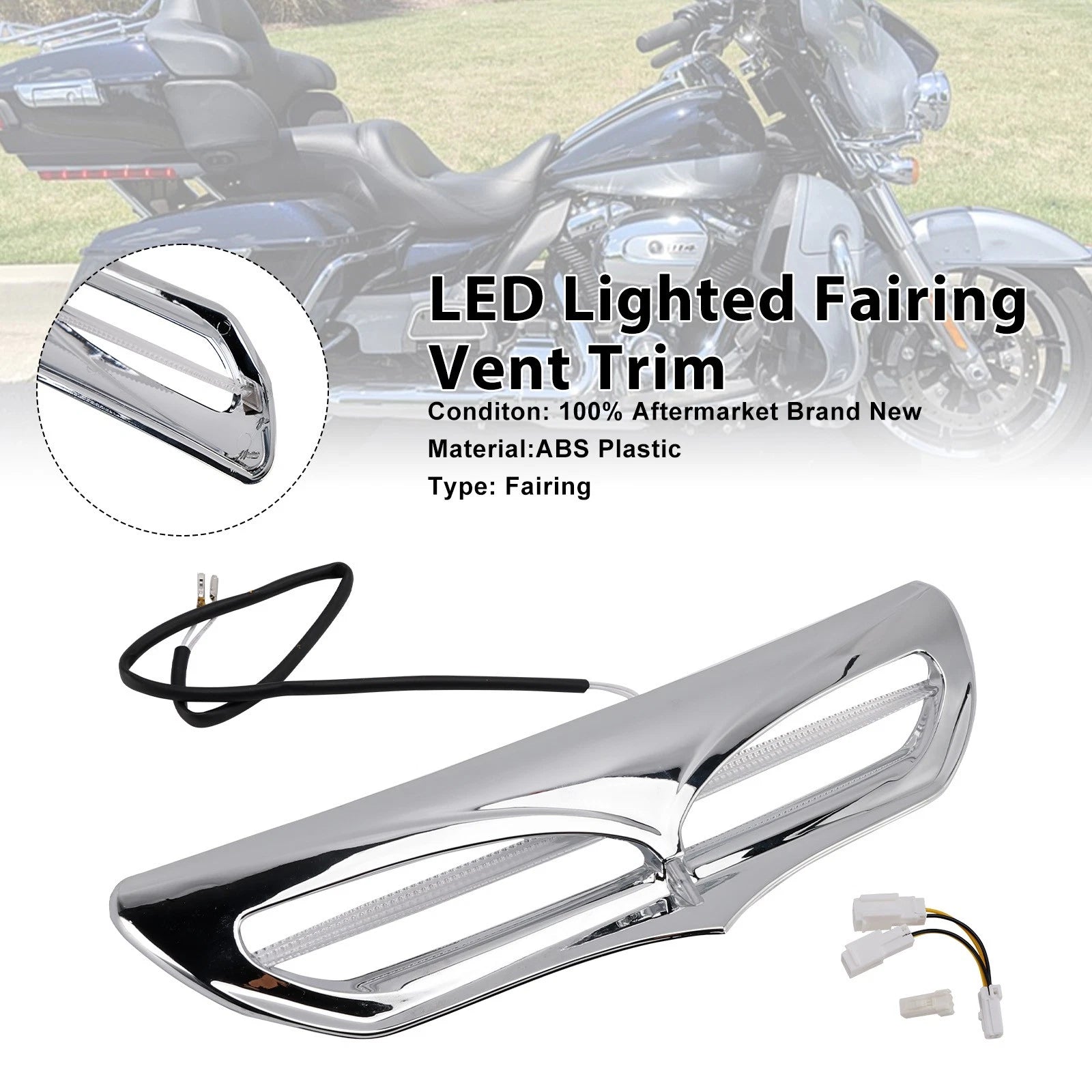 LED Lighted Fairing Vent Trim for Electra Street Glide FLHTCU (2014–2022) Chrome