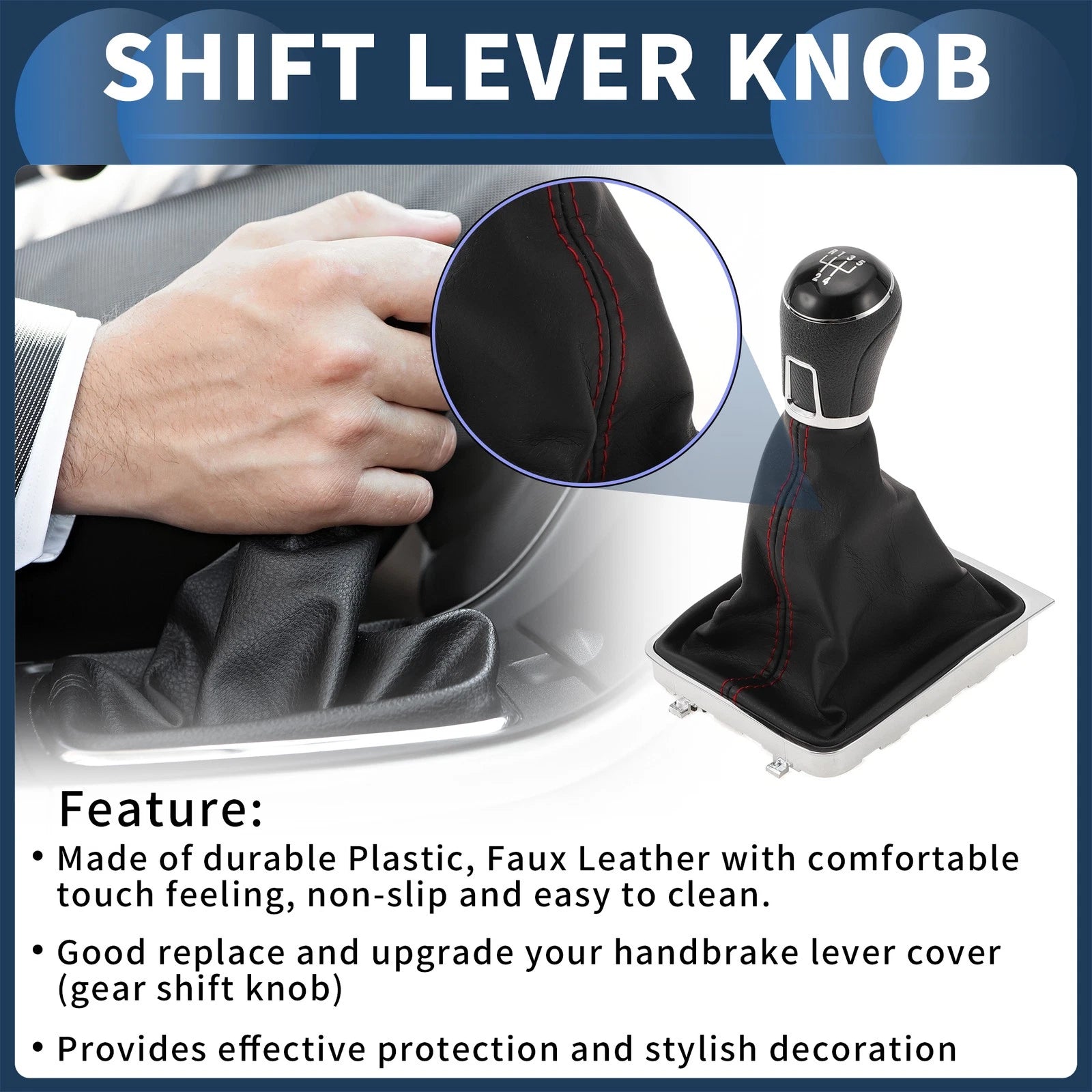 5 Speed Gear Shift Knob with Cover for Volkswagen Passat (2008–2012) Faux Leather