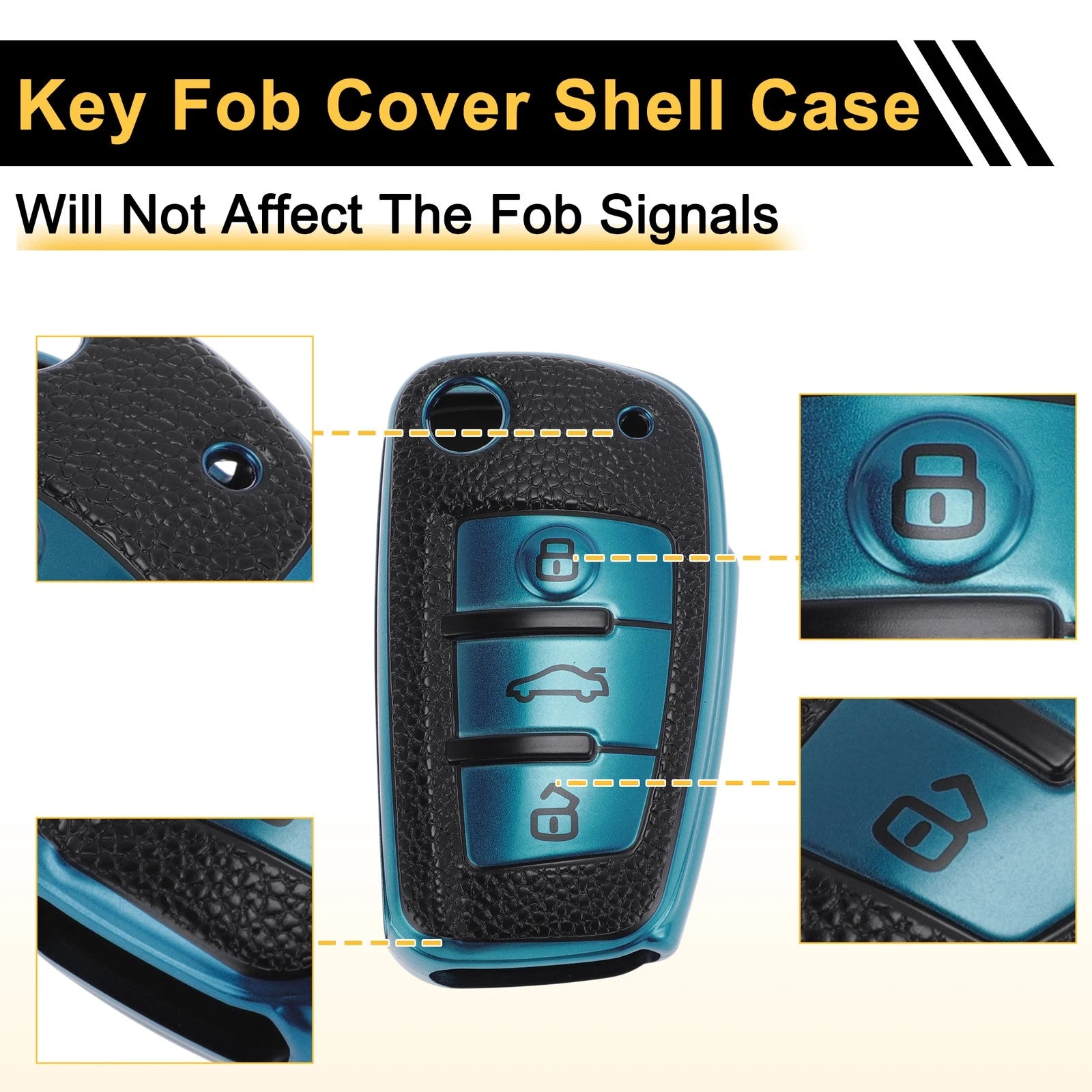 Blue TPU Car Key Case for Audi A1 A3 A4 (3 Buttons)