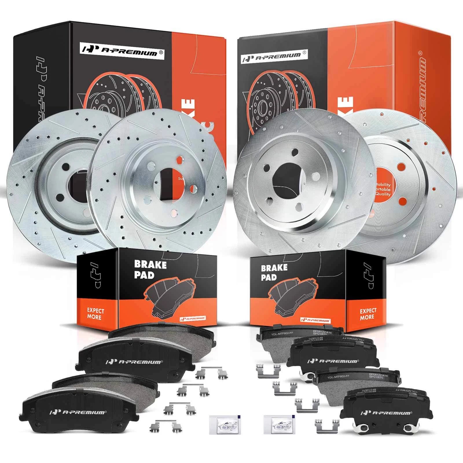 Drilled Brake Rotors & Ceramic Pads for Chrysler 300 Dodge 