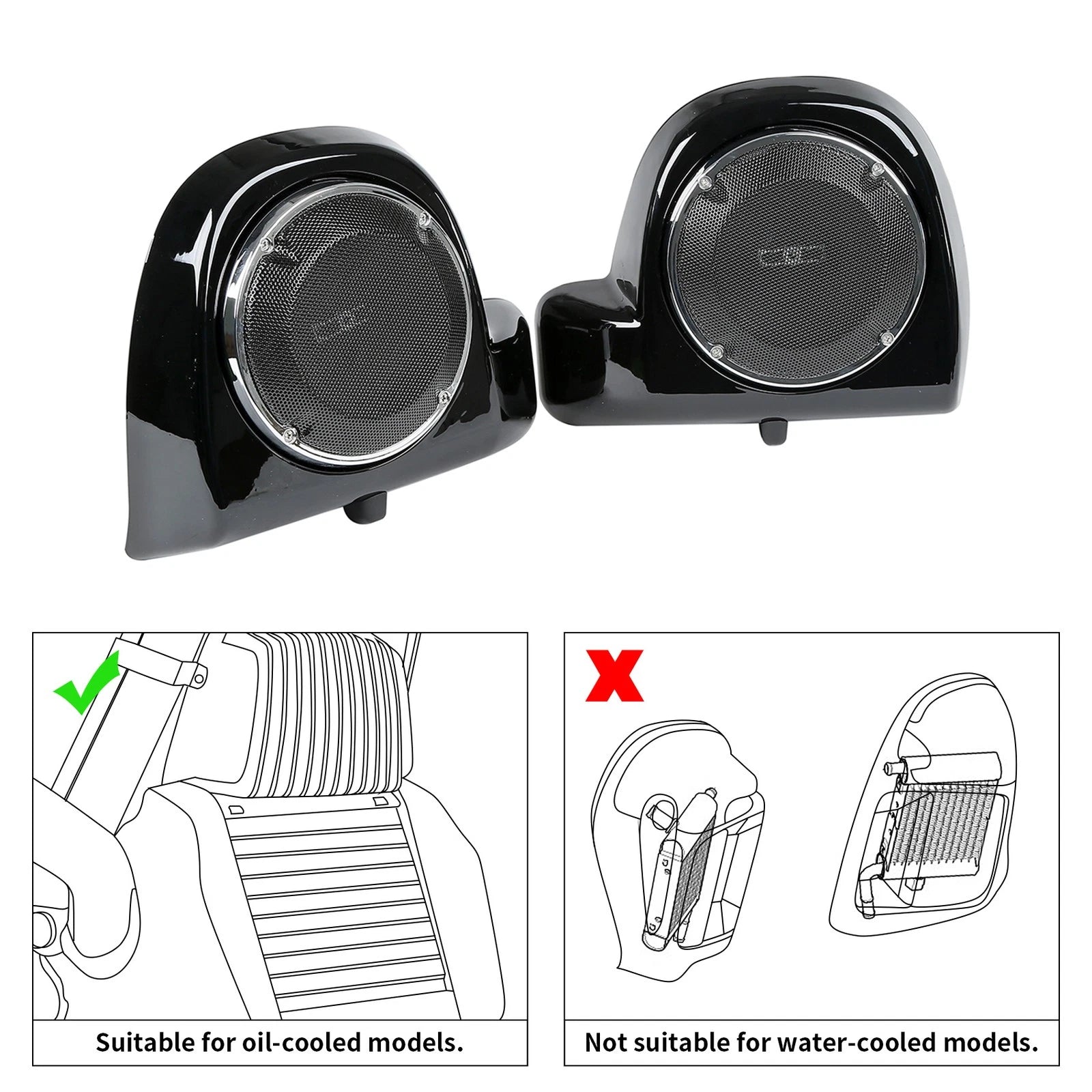 Lower Vented Fairing Pods with 6.5" Speakers & Grills for Harley Street Glide (2014–2024)