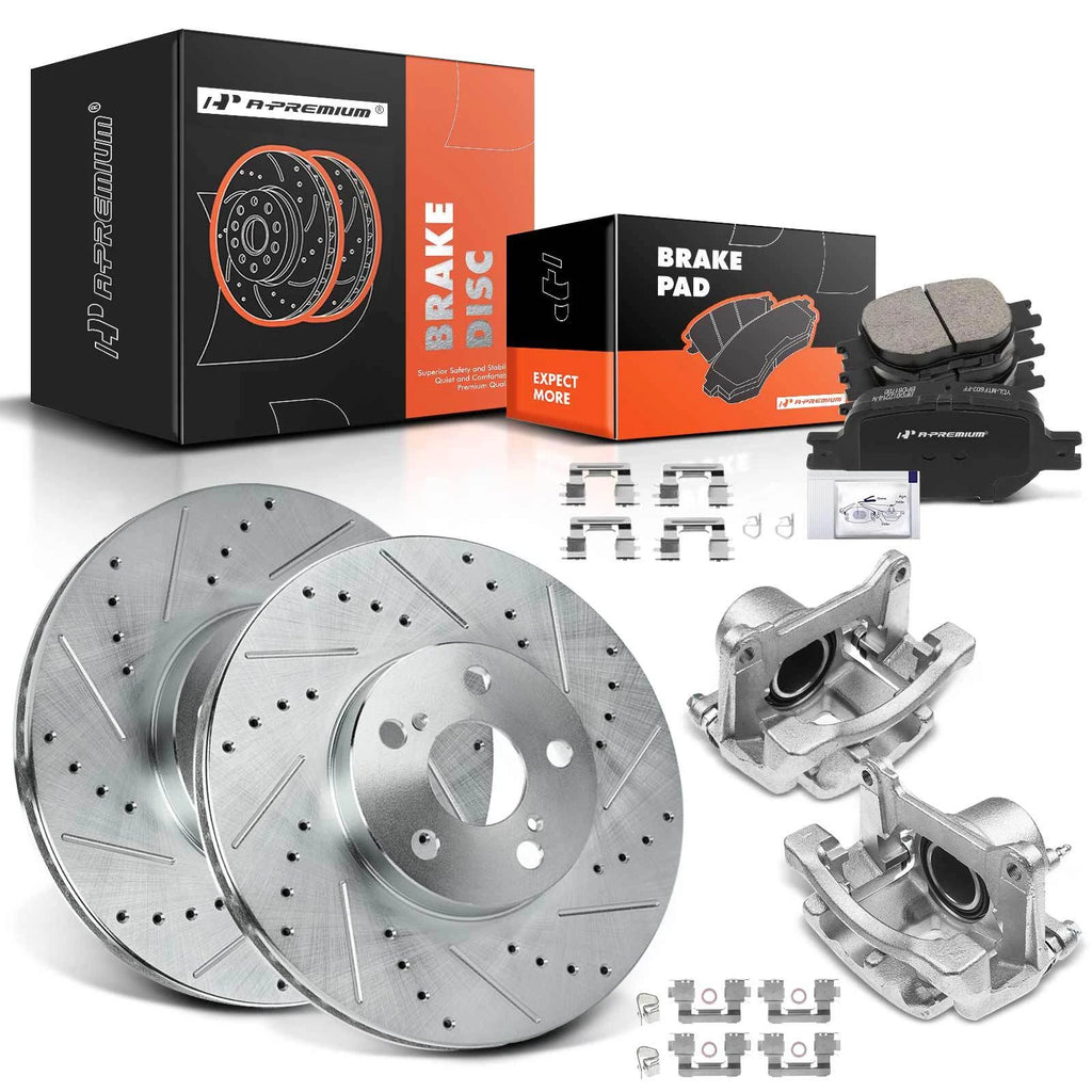 Front Drilled Brake Rotor and Pad Caliper for Scion tC Toyota Celica (2011–2013)