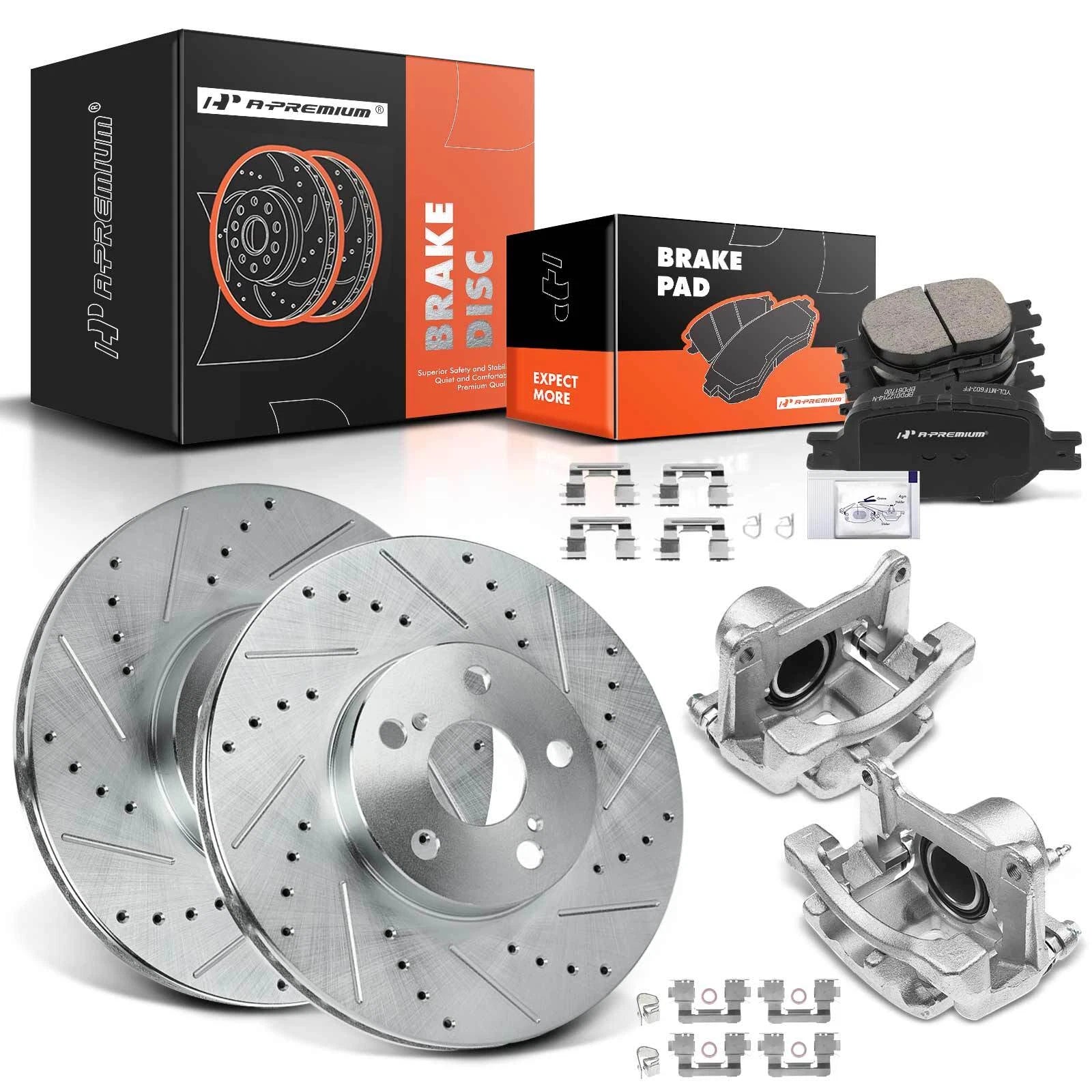 Front Drilled Brake Rotor and Pad Caliper for Scion tC Toyota Celica (2011–2013)