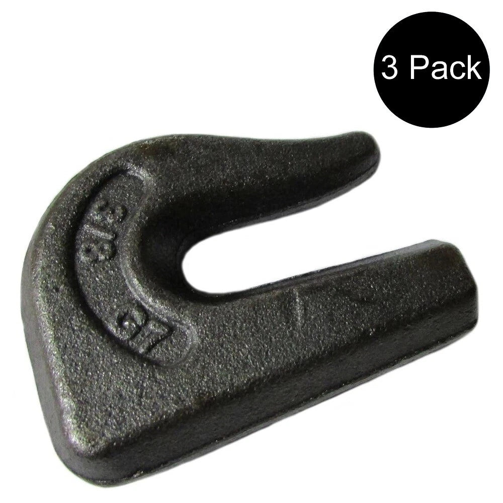 3 Weld On Grab Chain Hooks for Bucket Trailer Rigging (WLL 6,600, 3/8" G70)