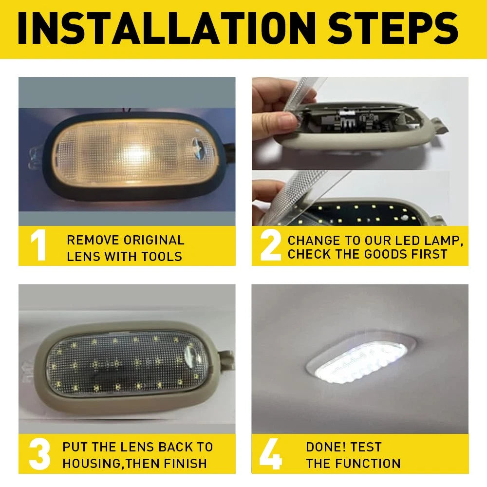 LED Overhead Dome Light Panel + Lamp Cover for Dodge Ram Durango Jeep Commander (2002–2009)