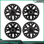 Set of 4 16" Universal Black Snap On Wheel Covers Hub Caps R16