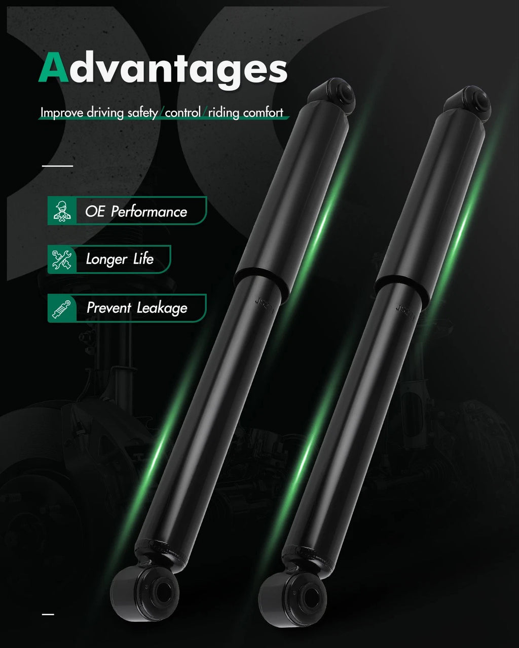 Pair Rear Shock Struts Absorbers for Mercedes-Benz Sprinter 2500 (2010–2017)