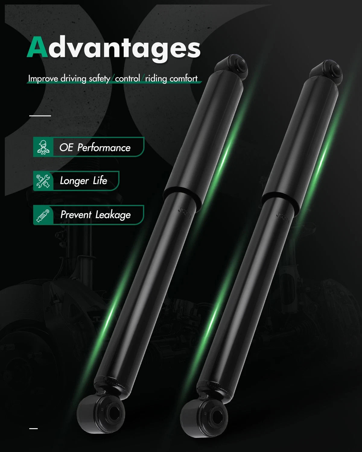 Pair Rear Shock Struts Absorbers for Mercedes-Benz Sprinter 2500 (2010–2017)