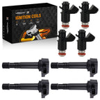 Set of 4 Fuel Injectors & 4 Ignition Coils for Honda Civic 1.7L (2001–2005)
