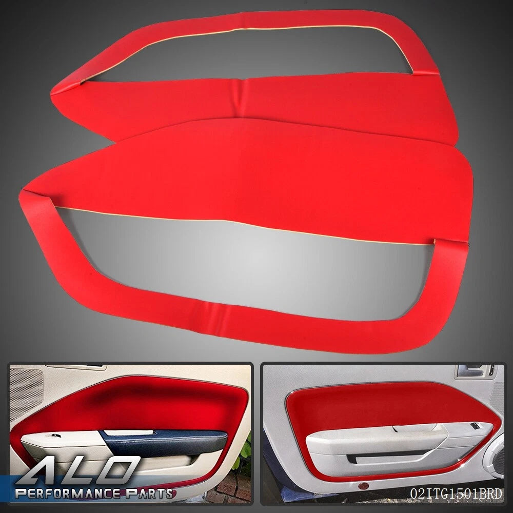 Red Door Panel Insert Cards for Ford Mustang (2005–2009) Synthetic Leather