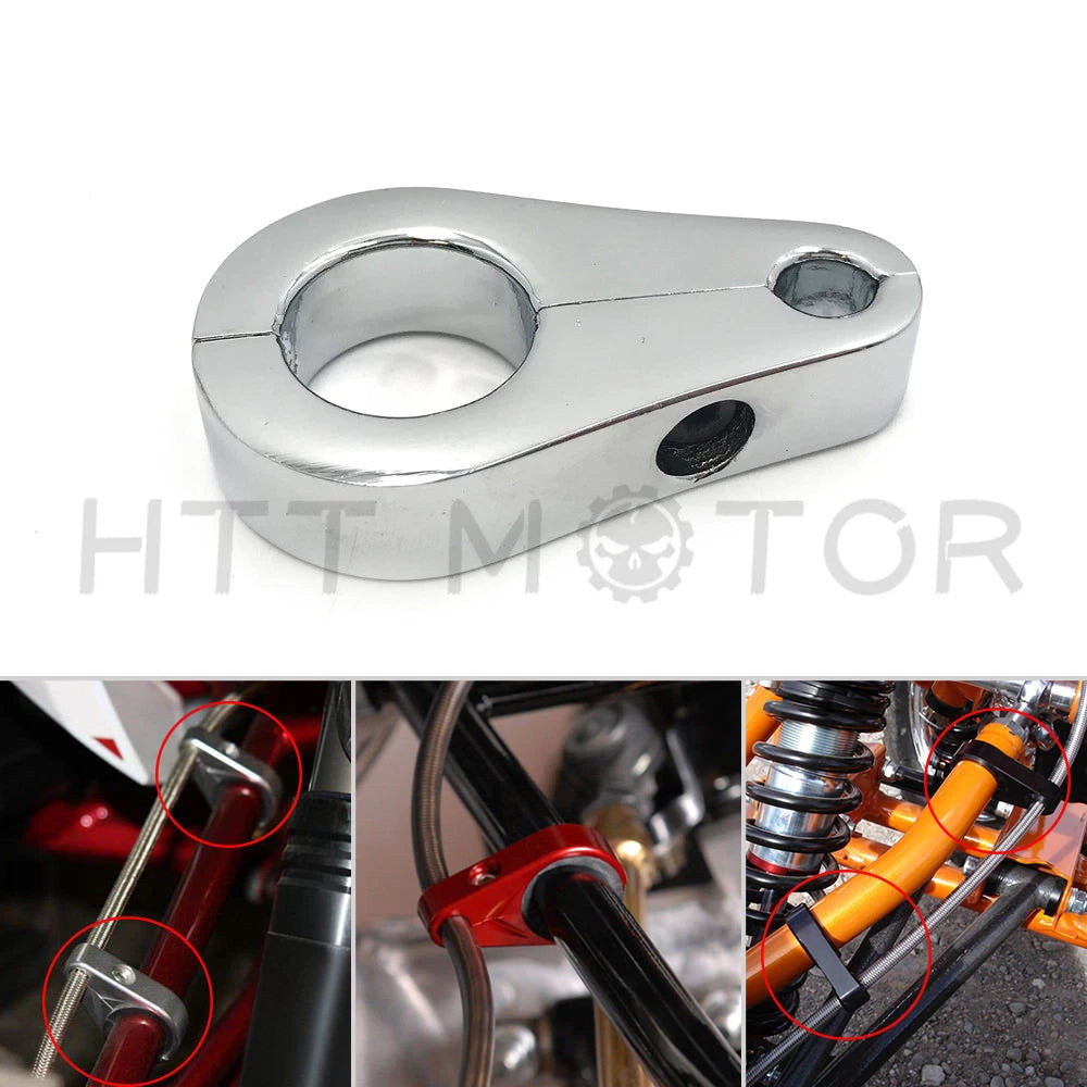 Set of 4 Billet Aluminum Brake Line Clamps for Honda TRX250EX, Yamaha Raptor 660