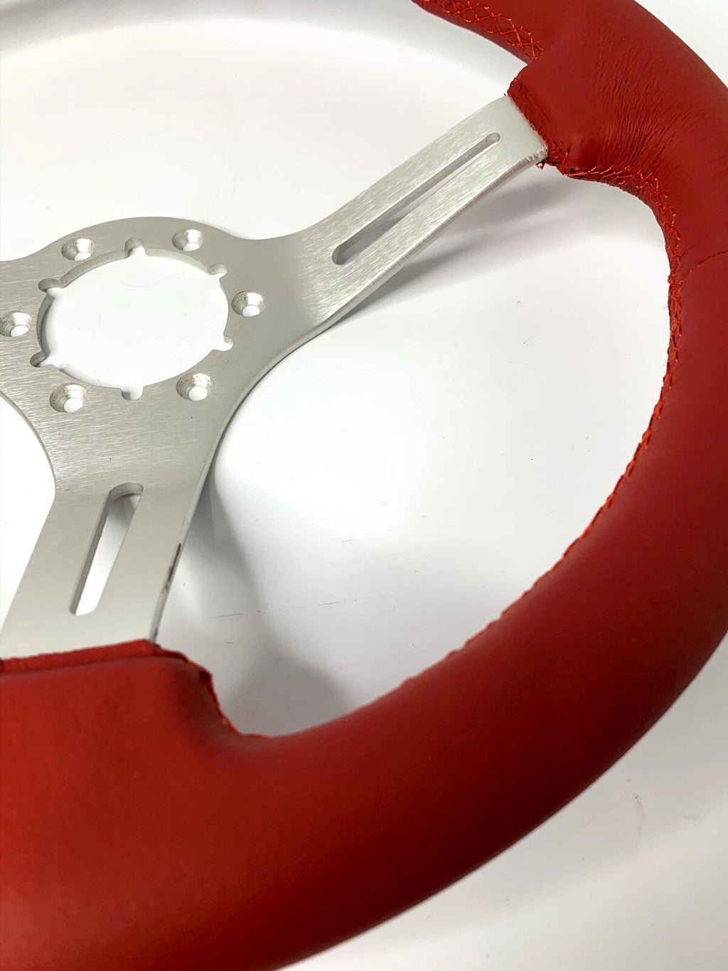 14 Inch Brushed 6 Hole Leather Steering Wheel with Horn Button for Universal (All)
