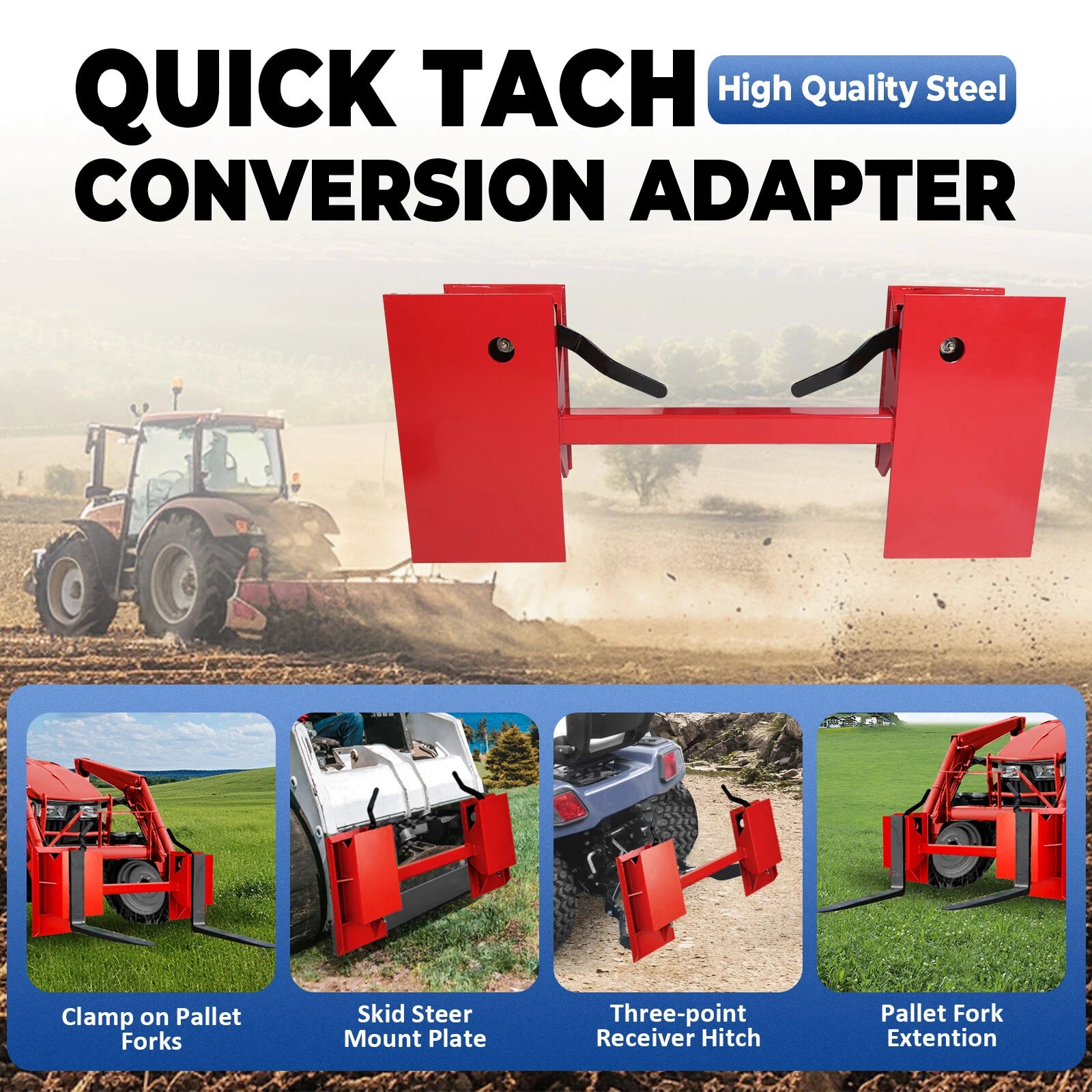 Skid Steer Quick Attach Plate Conversion Adapter for Bobtach (Universal)