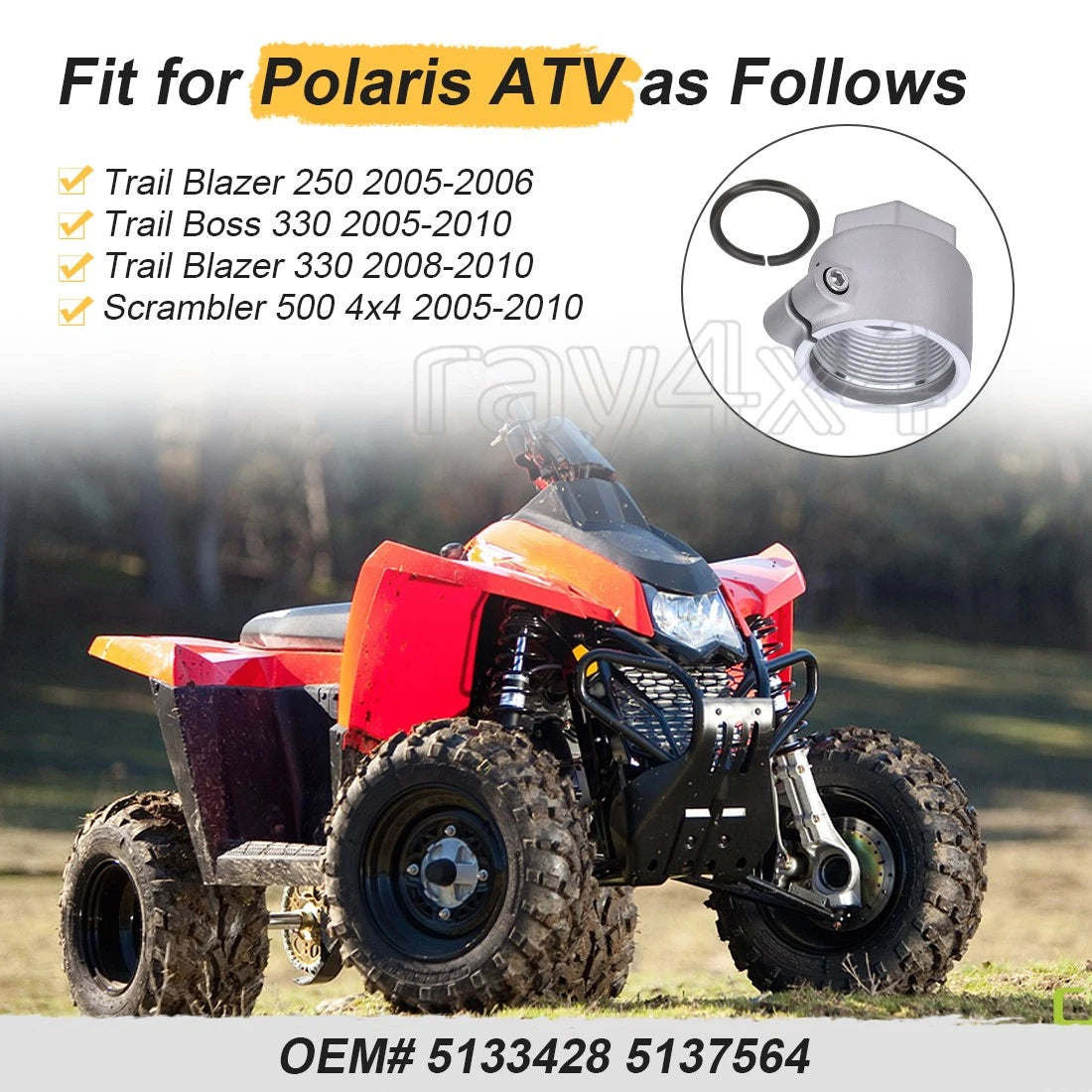 Axle Nut for Polaris Scrambler 500, Trail Blazer, Trail Boss (2005–2010) #5137564