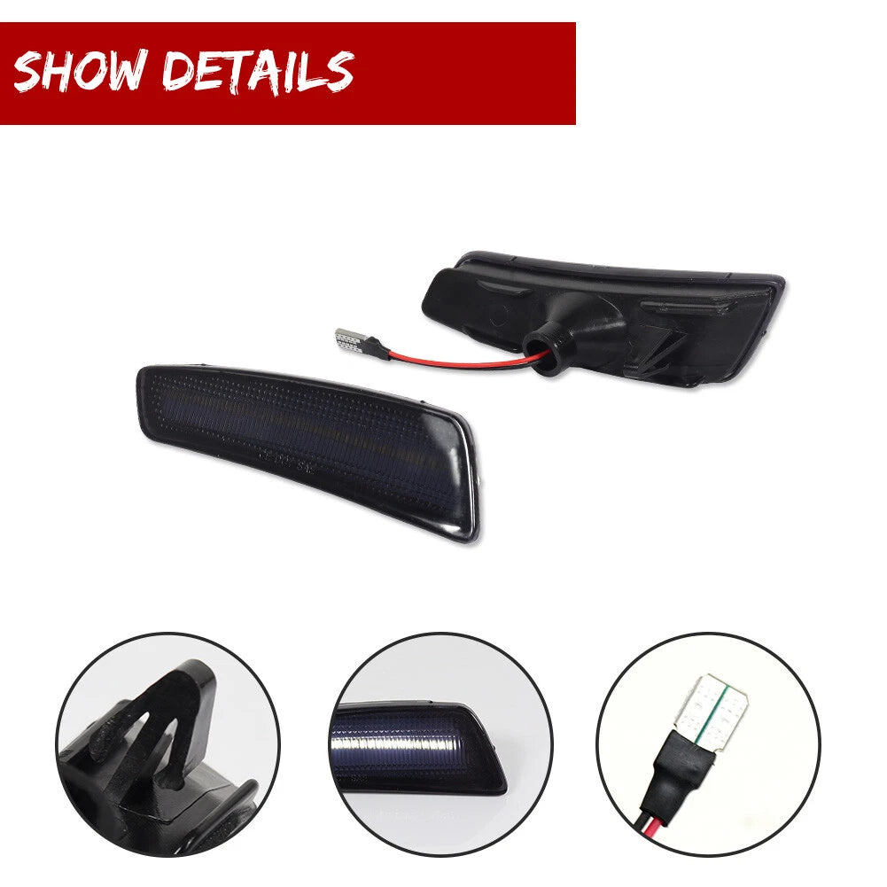 2X Smoked LED Front Bumper Side Marker Lights for Pontiac G8 (2008–2009)