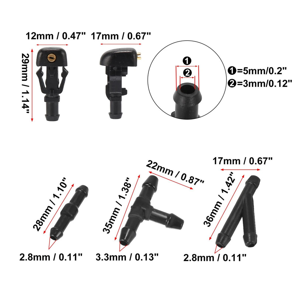 Front Windshield Washer Nozzles Kit for Ford Econoline (2008–2013) 3W7Z17603AA