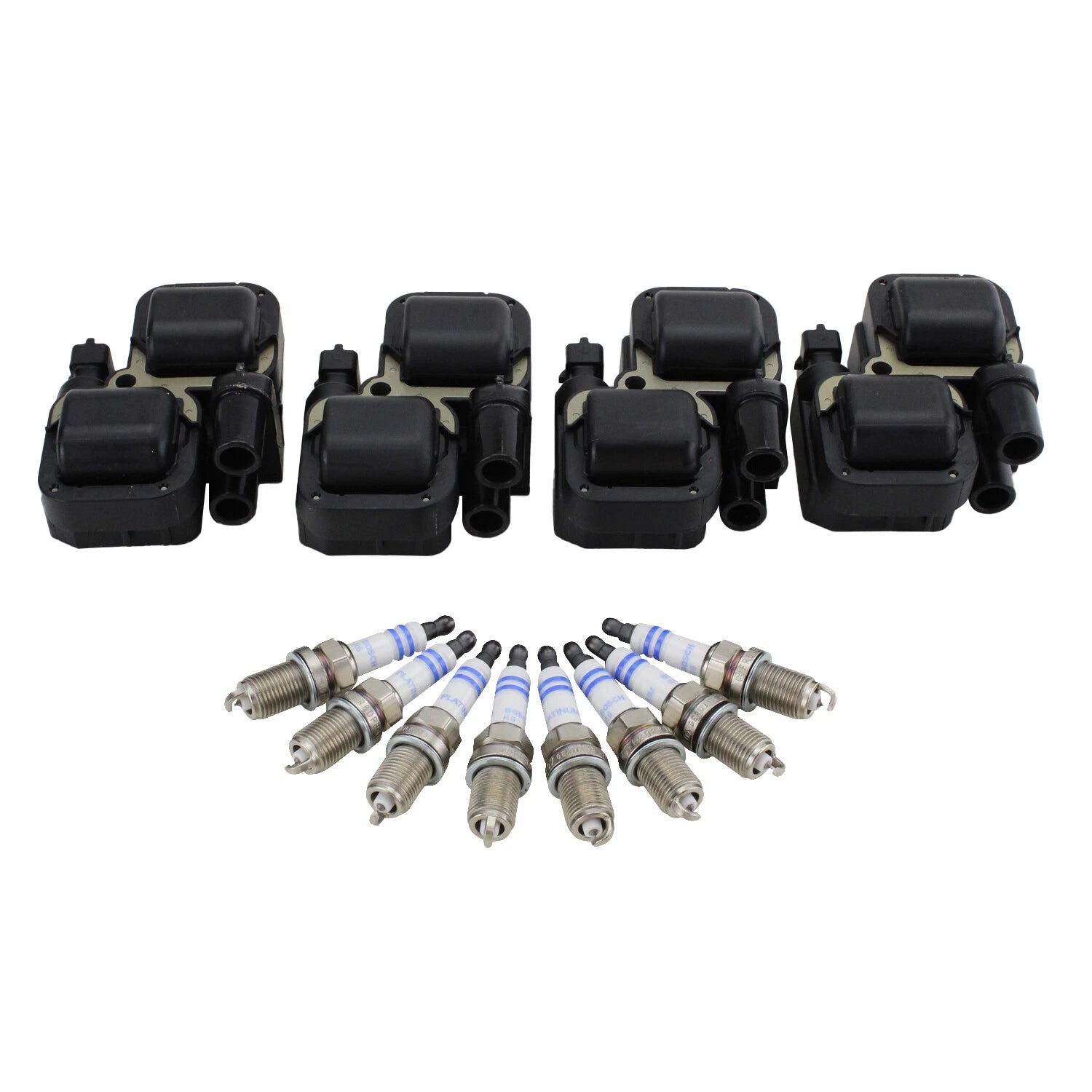 Set of 4 Ignition Coils & 8 Platinum Spark Plugs for Mercedes V8 (4.3L, 5.0L)