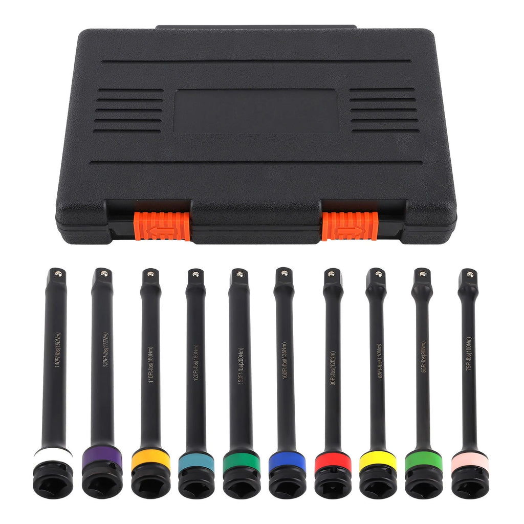 10pc Torque Limiting Extension Bar Set for Lug Nut Torque Stick (1/2")
