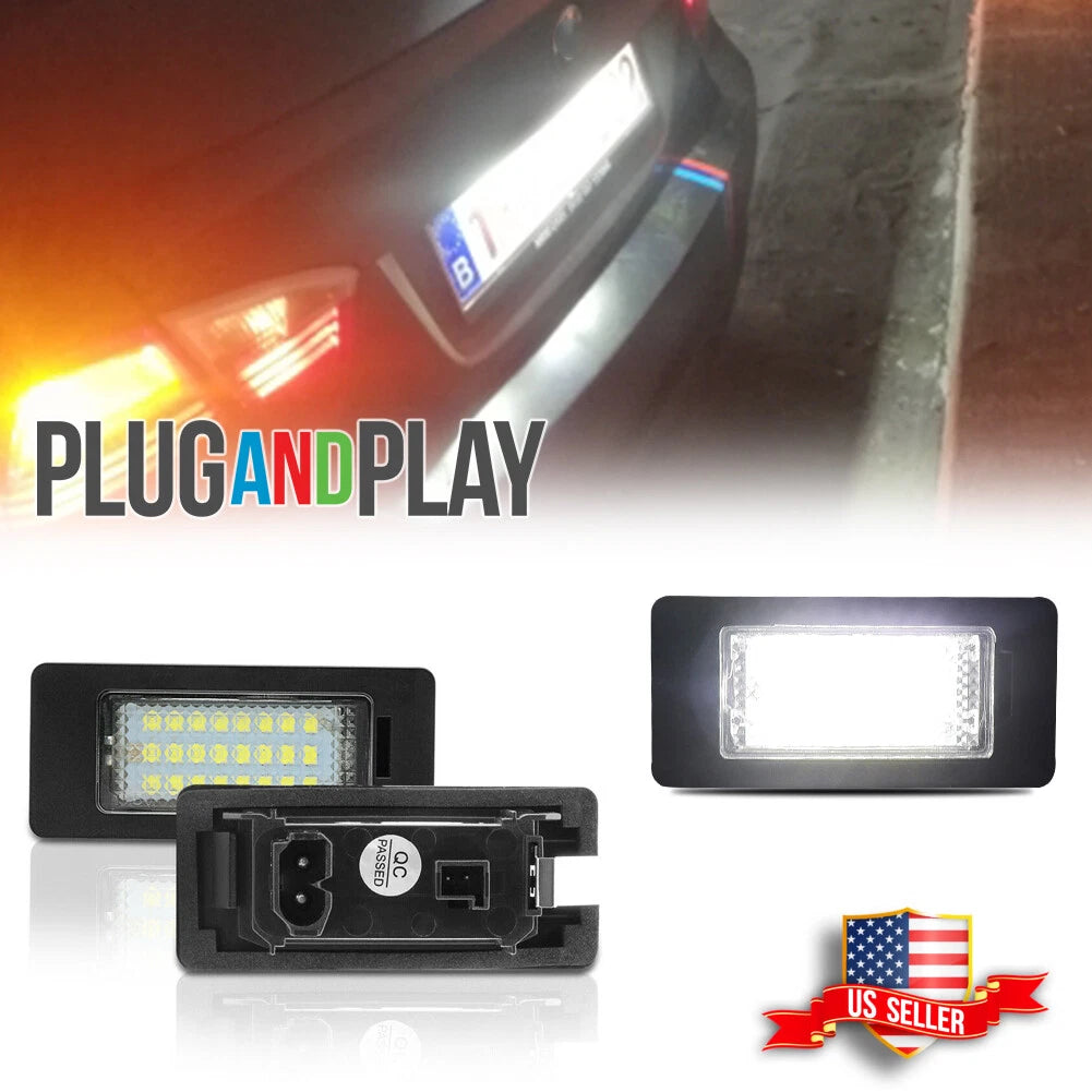 2Pcs White LED License Plate Lights for BMW 3/4/5 Series (E60 E90 F30 E92)
