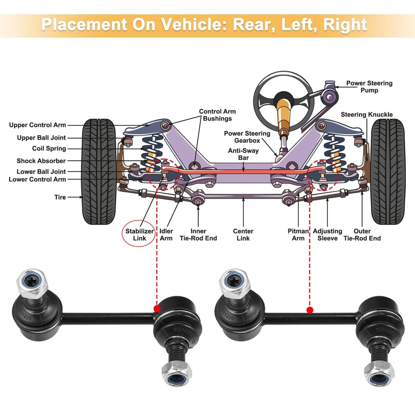 2X Rear Sway Bar Links 52320S5A013 52321S5A013 for Honda Civic (2001–2005)