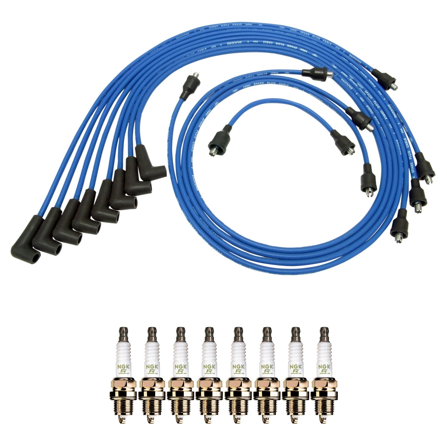 NGK Wire Set & 8 Spark Plugs for Blazer Corvette El Camino Jimmy V8 (1970–1995)