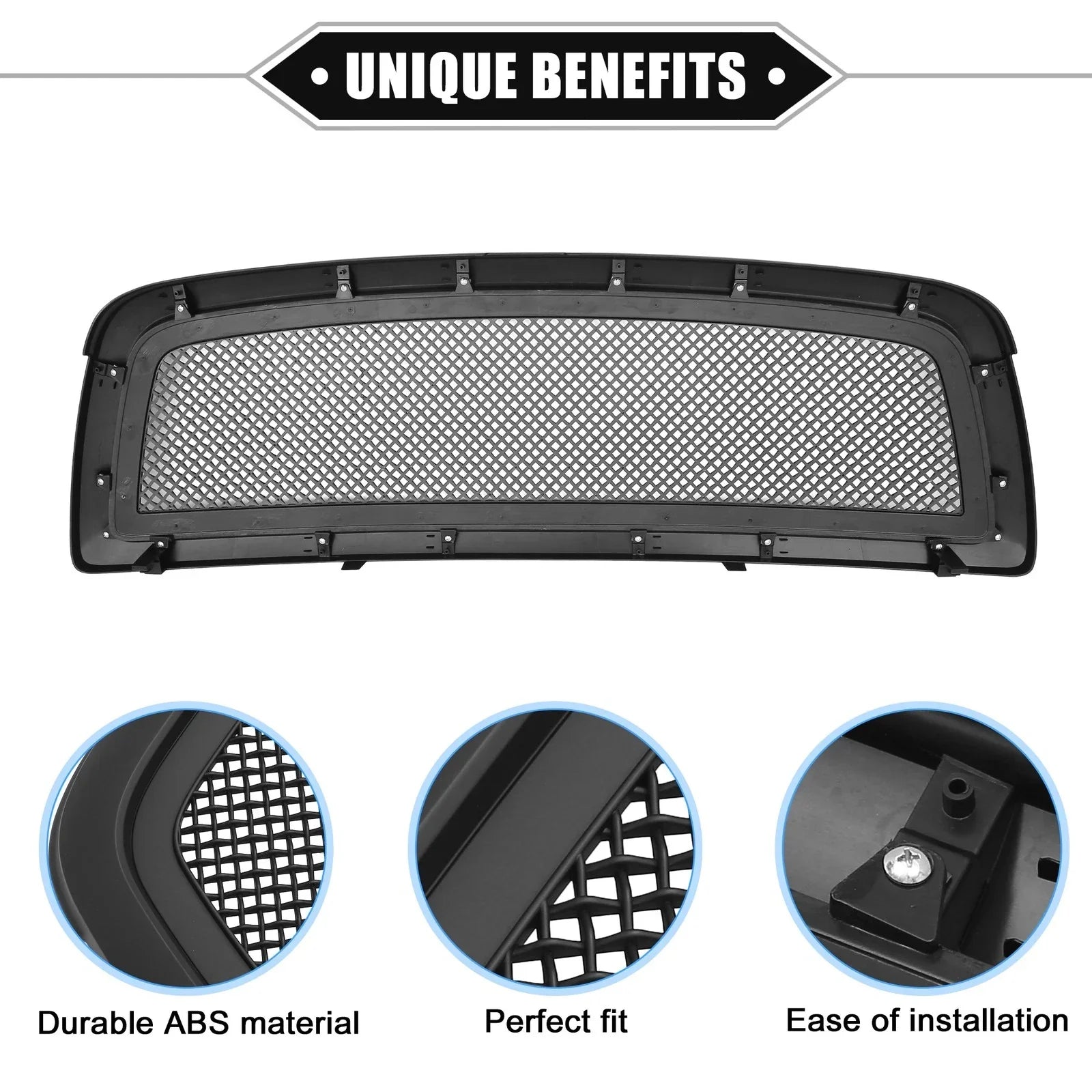 Front Grille Assembly for Dodge Ram 1500 2009-2010 Durable Matte Black