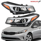 Headlight Halogen for Kia Forte Sedan (2017–2018) with Bulbs