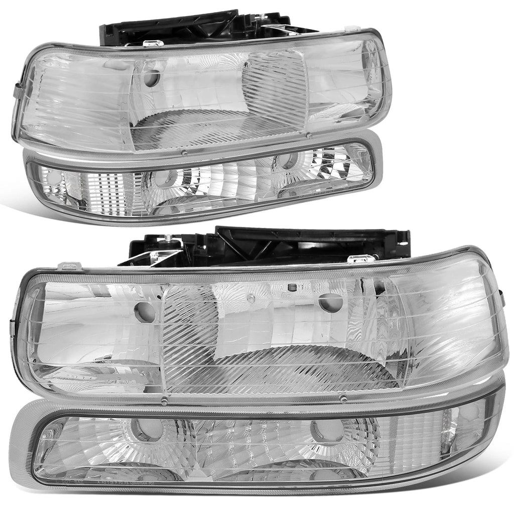 Chrome Headlight + Clear Bumper + Black 3D LED Tail Light for Silverado (1999–2002)