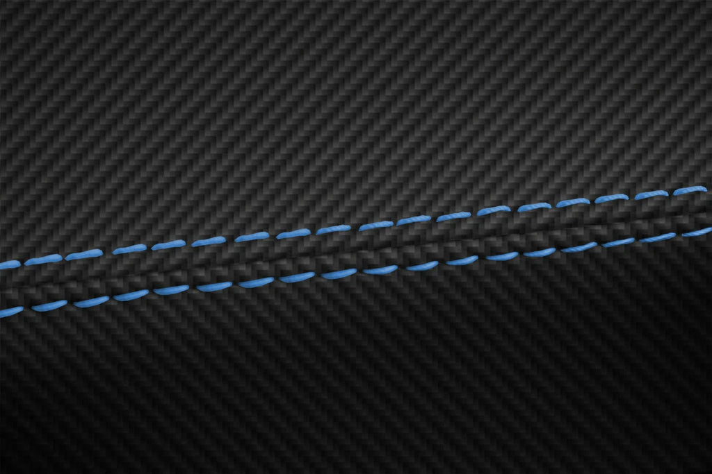 Console Lid Armrest Cover for Volkswagen Atlas (2018–2021) Carbon Fiber Blue Stitch