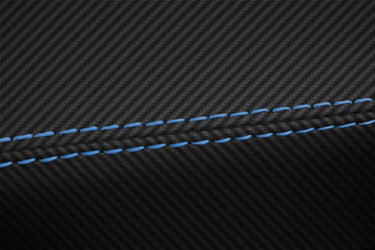 Console Lid Armrest Cover for Volkswagen Atlas (2018–2021) Carbon Fiber Blue Stitch