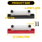 2X 12 Terminal Block Bar & Bus Cover for Auto Boat Power (12V)