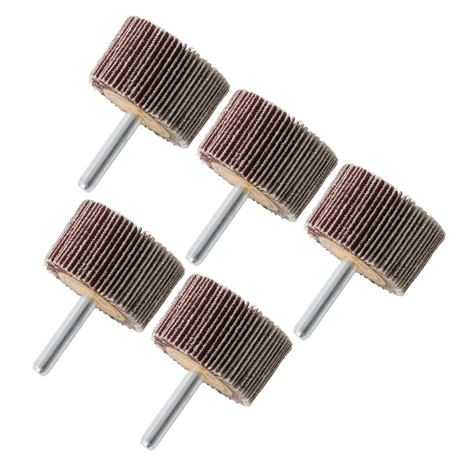 Set of 5 Aluminum Oxide Flap Wheels for Various Applications (1-1/2" x 1" x 1/4")