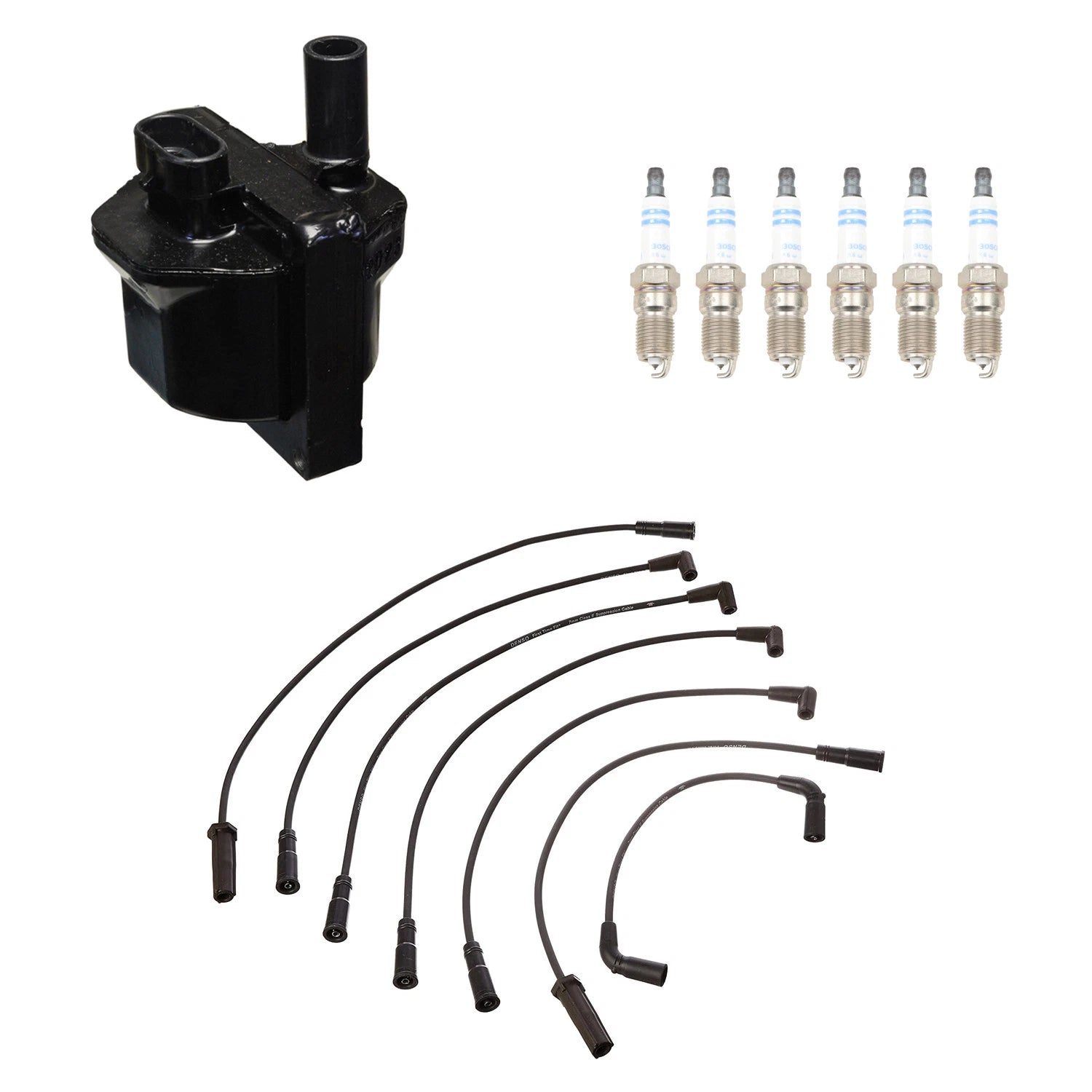 Set of 6 Denso Ignition Coil Wires & Bosch Platinum Spark Plugs for Blazer C1500 (1995–2005)