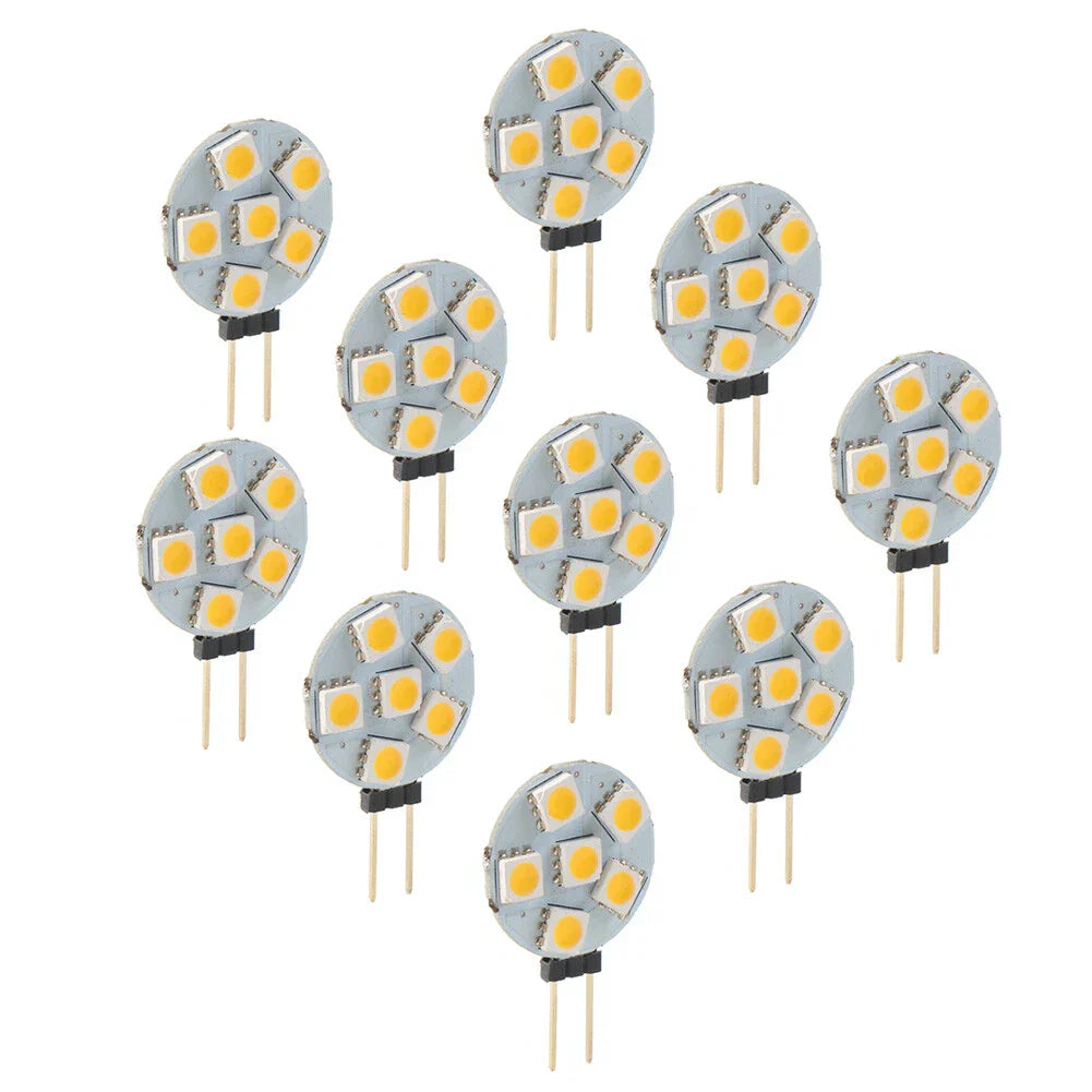 10 x DC12V G4 5050 SMD 6 LED Bulbs Warm White for Car