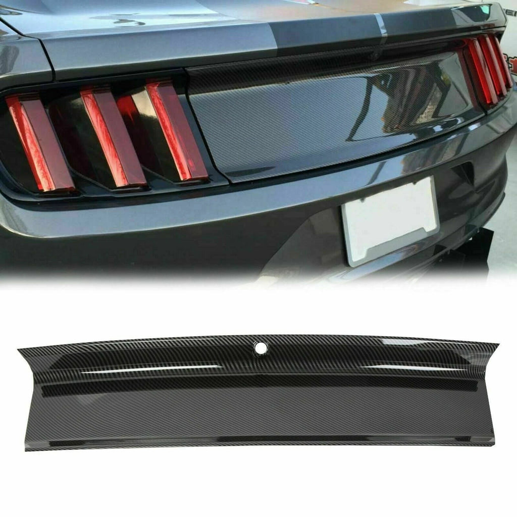 Carbon Fiber Look Trunk Panel Decklid Trim Cover for Ford Mustang (2015–2023)