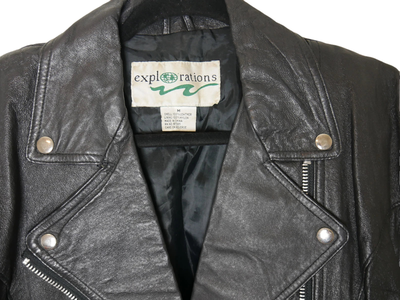 Leather Black Biker Jacket for Women Size M