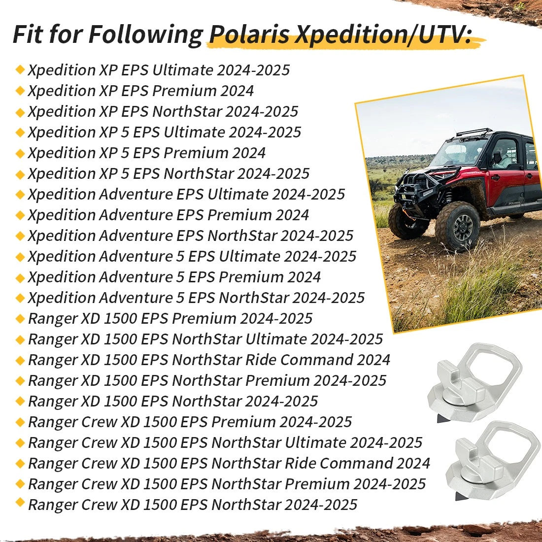 Set of 2 Lock and Ride MAX D-Ring for Polaris Xpedition XP ADV Ranger XD 1500 (2024–2025)