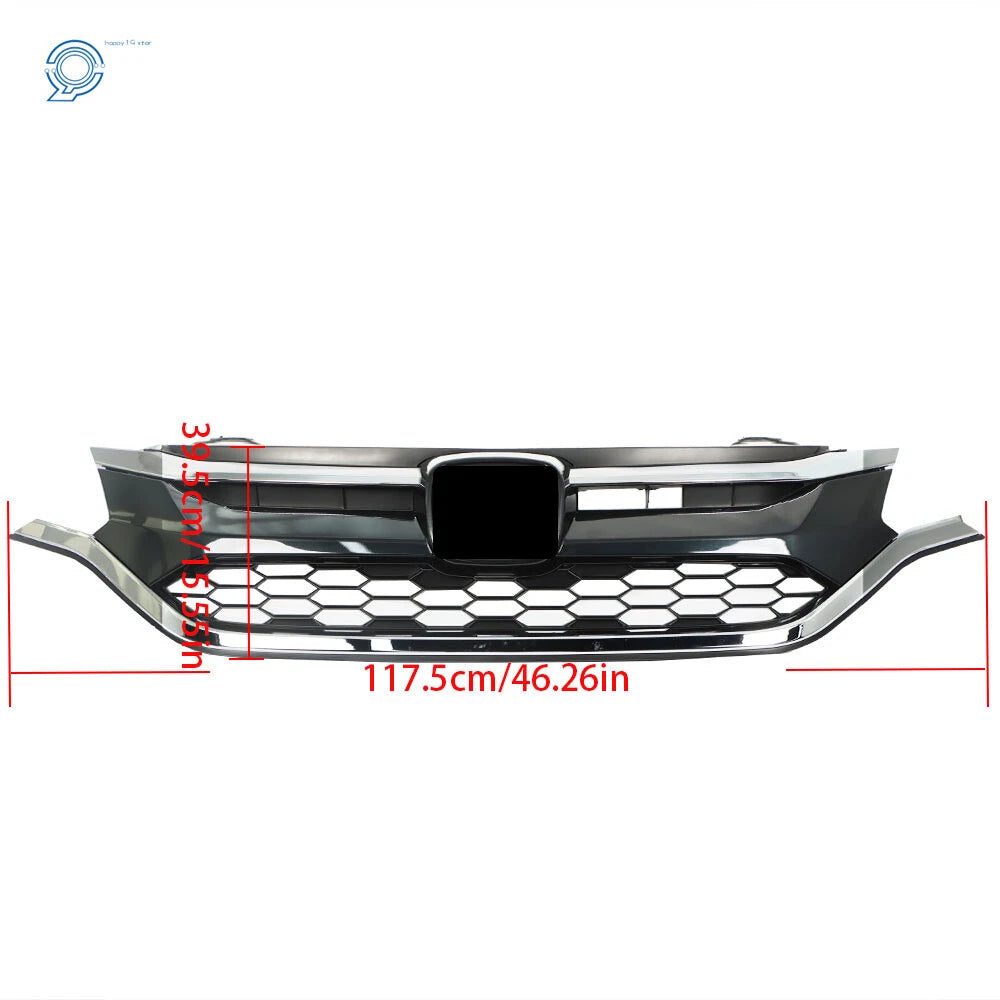 Chrome Upper and Lower Front Bumper Grille Trim for Honda CR-V (2015-2016)