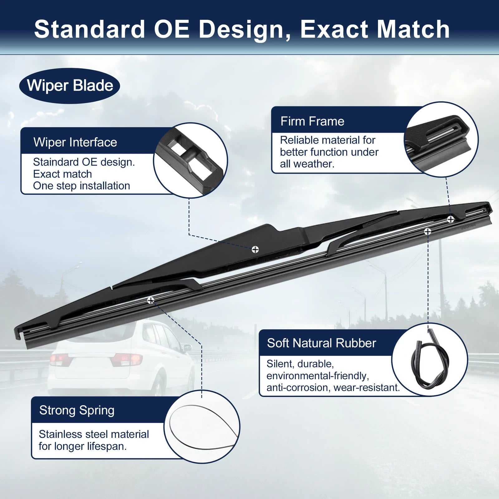 Rear Windshield Wiper Blade Arm Set for Mazda 6, CX-5 (2010–2015)
