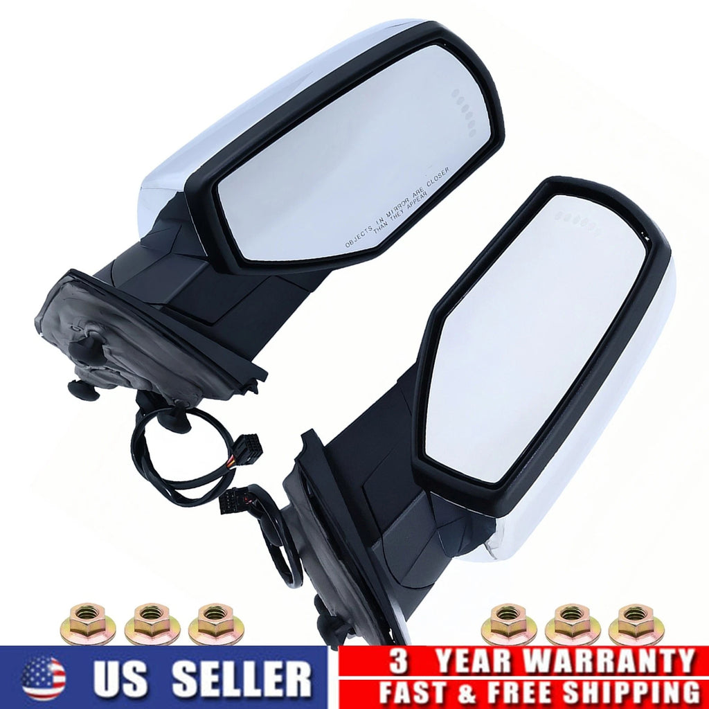 2Pcs Mirror Chrome Power Heated Signal for Silverado Sierra 1500 2500 HD (2014–2019)