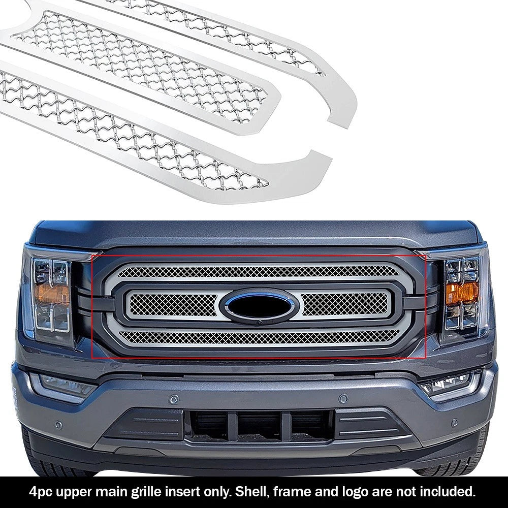 Stainless Steel Chrome Mesh Grille Insert for Ford F-150 (2021-2023)