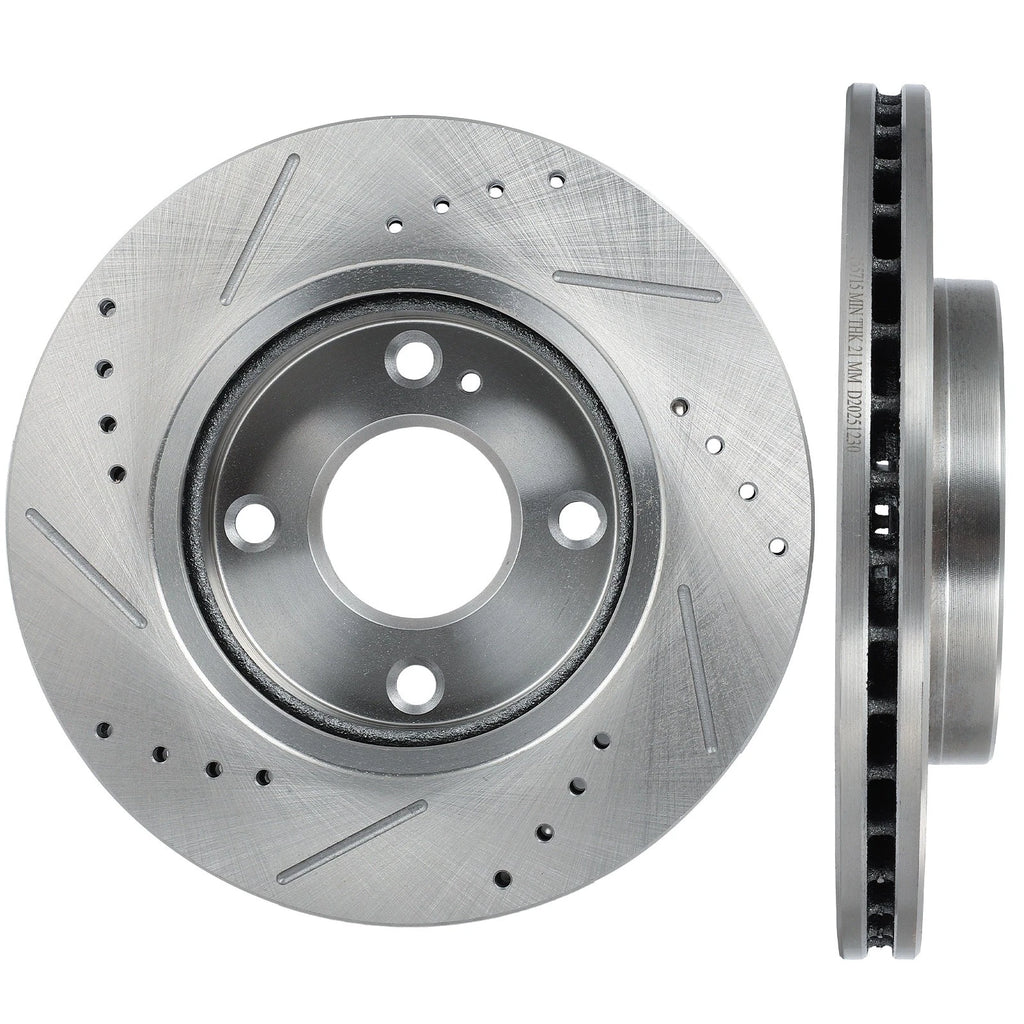 Front Drilled & Slotted Brake Rotors for Ford Fiesta (2014–2019)