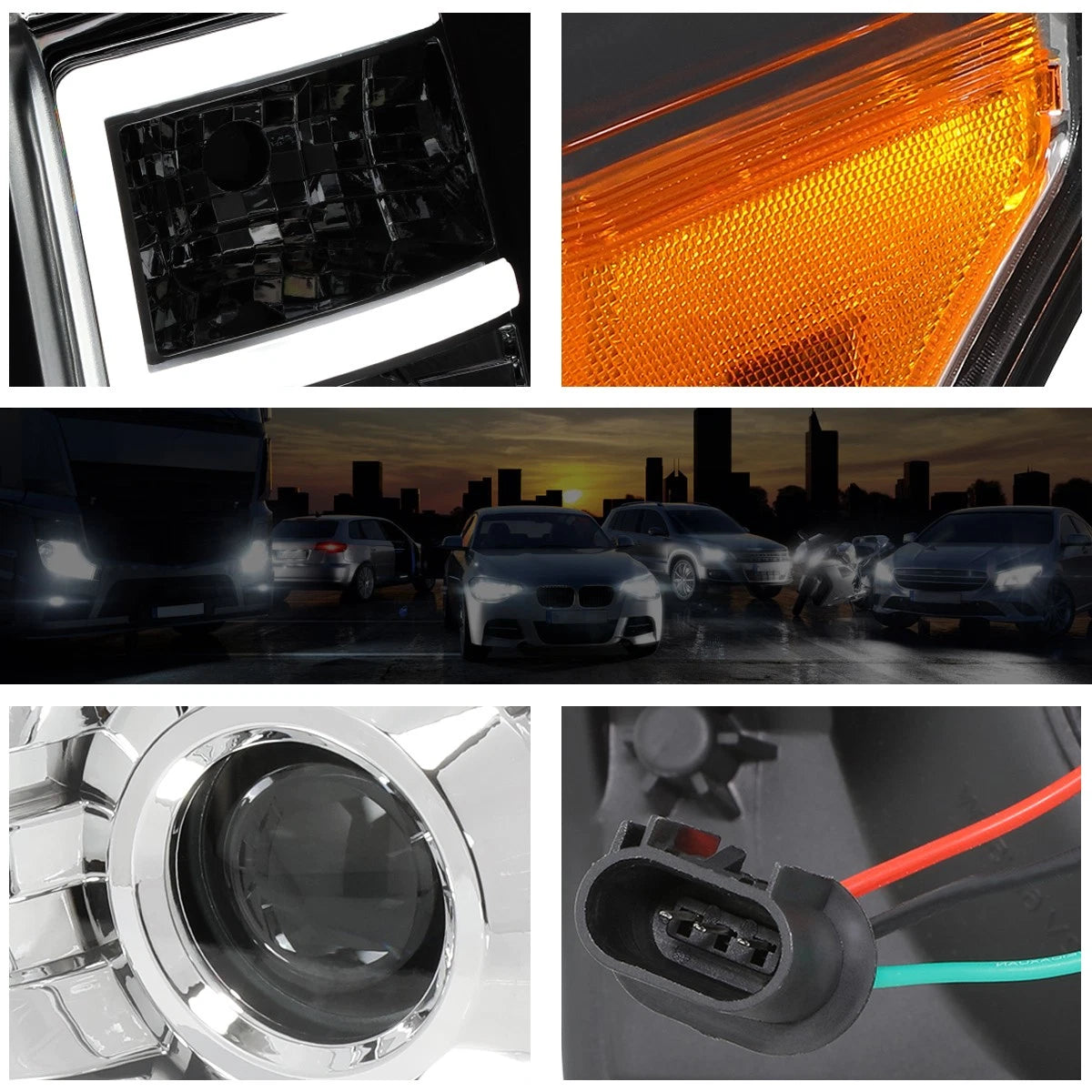 3D LED E-Bar DRL Projector Headlight for Ford Super Duty (2011–2016)
