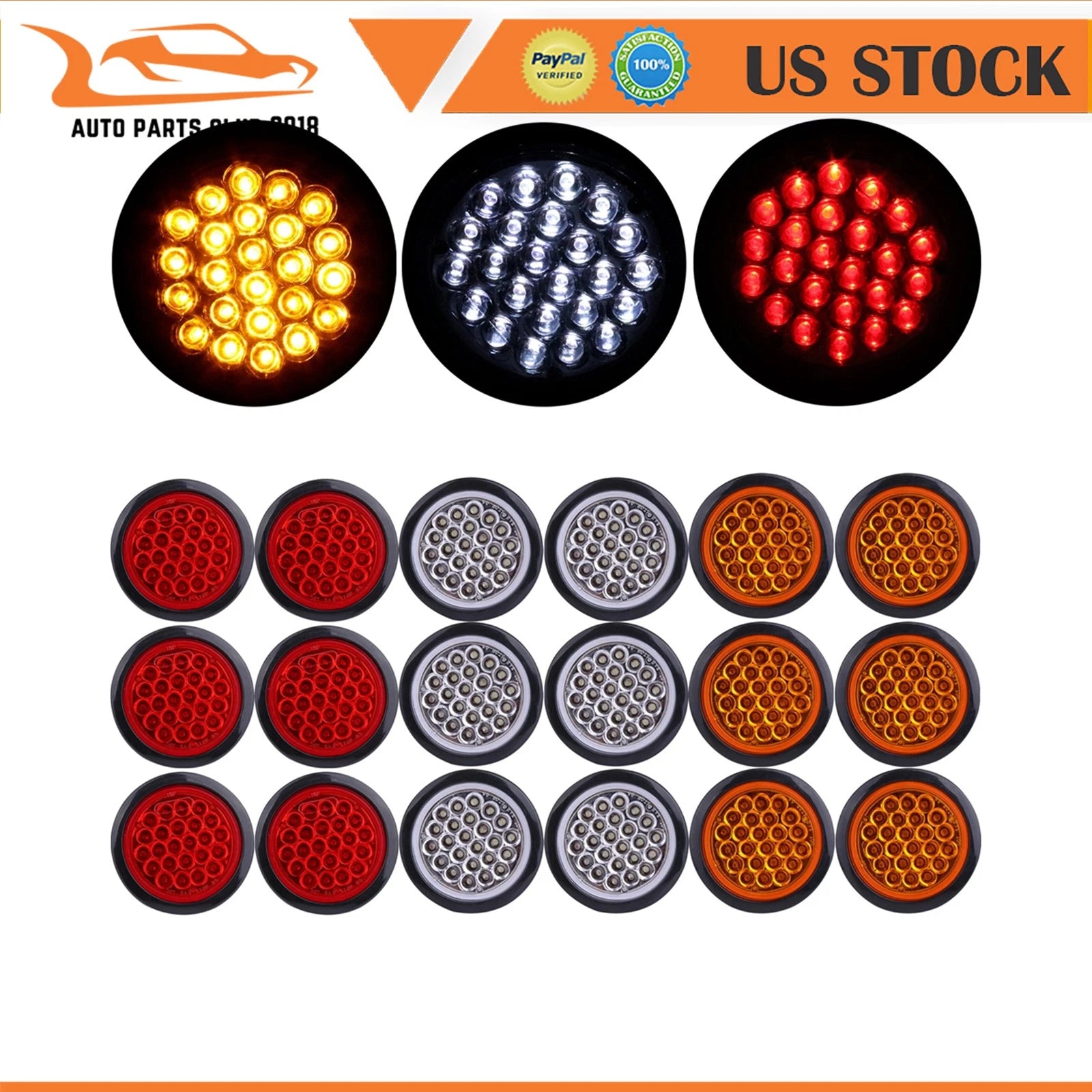 18pcs LED Round Tail Signal Side Marker Lights for Trailer