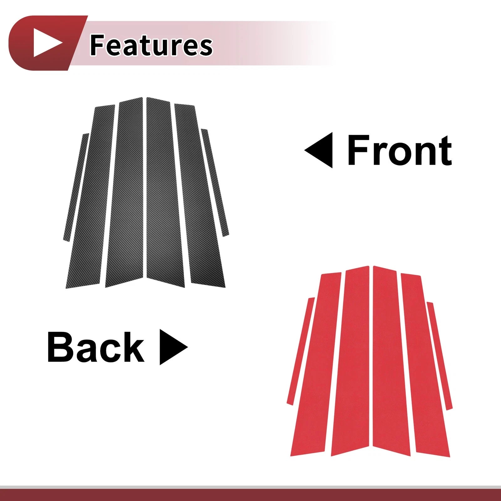 6 Pcs Car Door Pillar Window Trim for Honda Civic (2006–2011) Black Carbon Fiber
